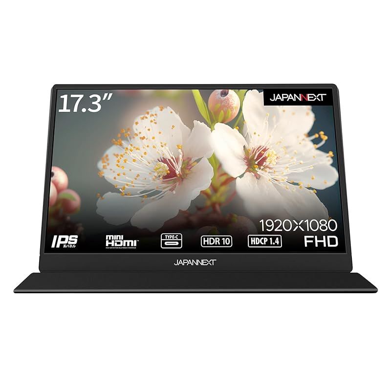 JAPANNEXT 17.3インチ モバイルモニター IPS パネル フルHD 1920x1080解像度 スマートケース付き Type C MAC PC対応 スピーカー内蔵 非光沢 JN-MD-IPS1730FHDR 0