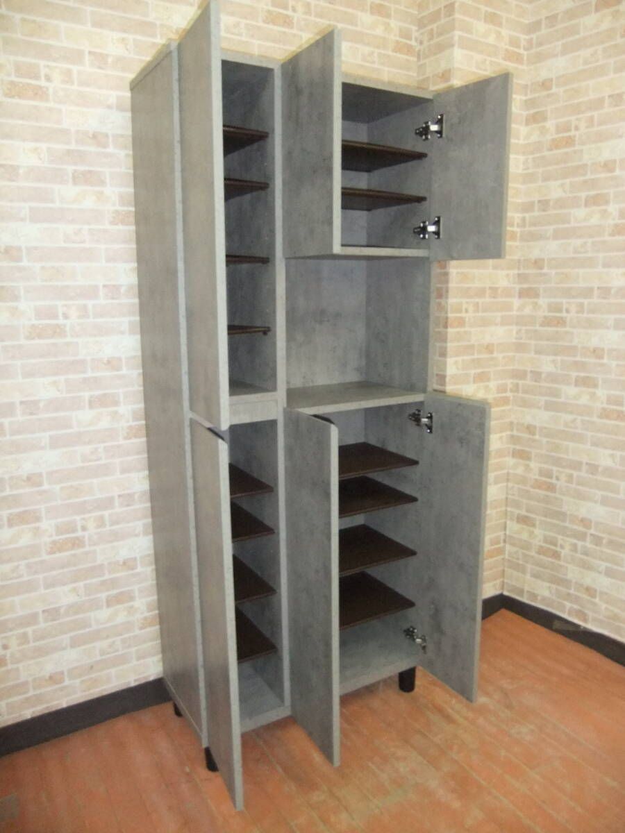 一部地域除く 国産品 下駄箱 玄関収納 コンクリート柄 シューズボックス 品