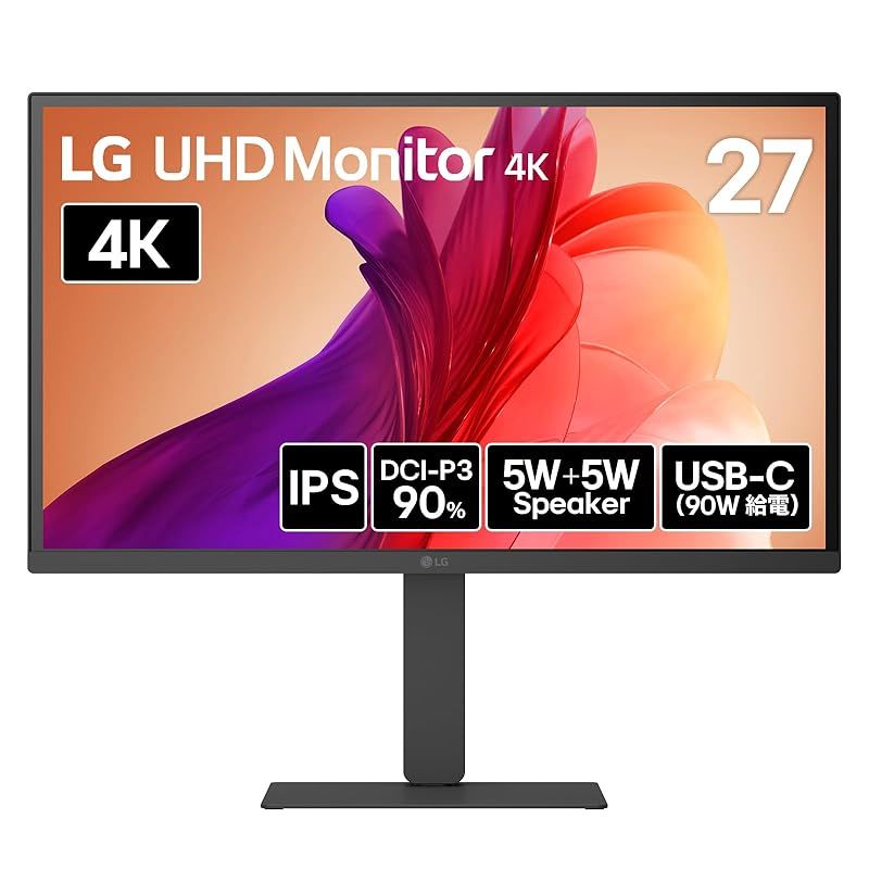 LG モニター ディスプレイ 27U730A-B 27インチ 4K 3840×2160 IPS DCI-P3 90 HDR アンチグ HDMI×2 DisplayPort USB Type-C USB PD90W スイベル 高さ調整 ピボット 5 0