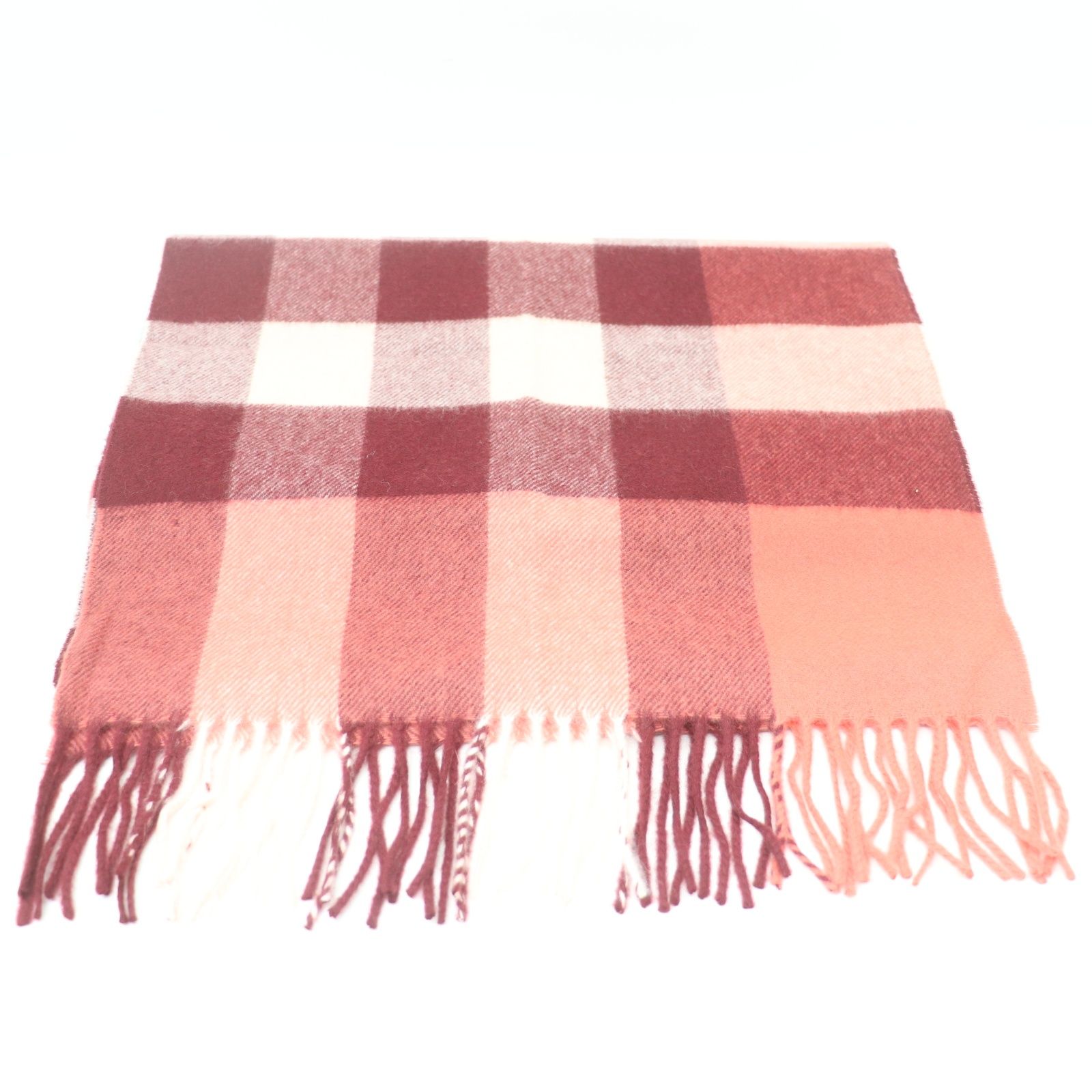 ITRR1DEE9AZ2 BURBERRY バーバリー マフラー ストール カシミア100 チェック フリンジ レディース レッド