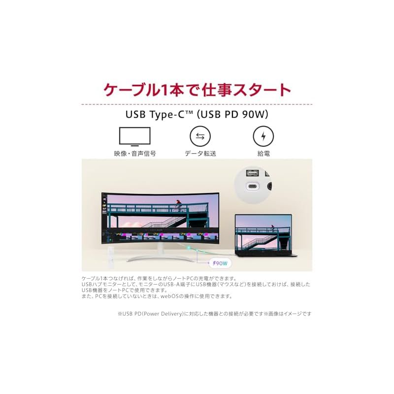 LG Monitor モニター ディスプレイ 34SR63QA-W 34インチ 曲面 1800R 21 9 ウルトラワイド 3440×1440 100Hz USB Type-C 最大90W給電 sRGB 99 HDR アンチグ 自動明るさ調整 1