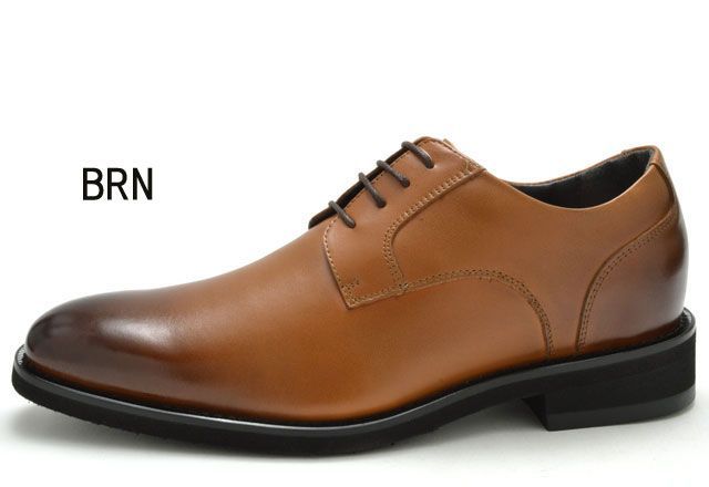  シークレットシューズ AN 4612 ビジネスシューズ アップシューズ ヒールアップシューズ 革靴 撥水加工 脚長効果 外羽根 プレーントゥ レザー 天然皮革 通勤 冠婚葬祭 滑りにくい メンズ 紳士 靴 BLK ブラック BRN ブラウン 黒 茶色 ドレス ビジネスシューズ ブーツ 革靴