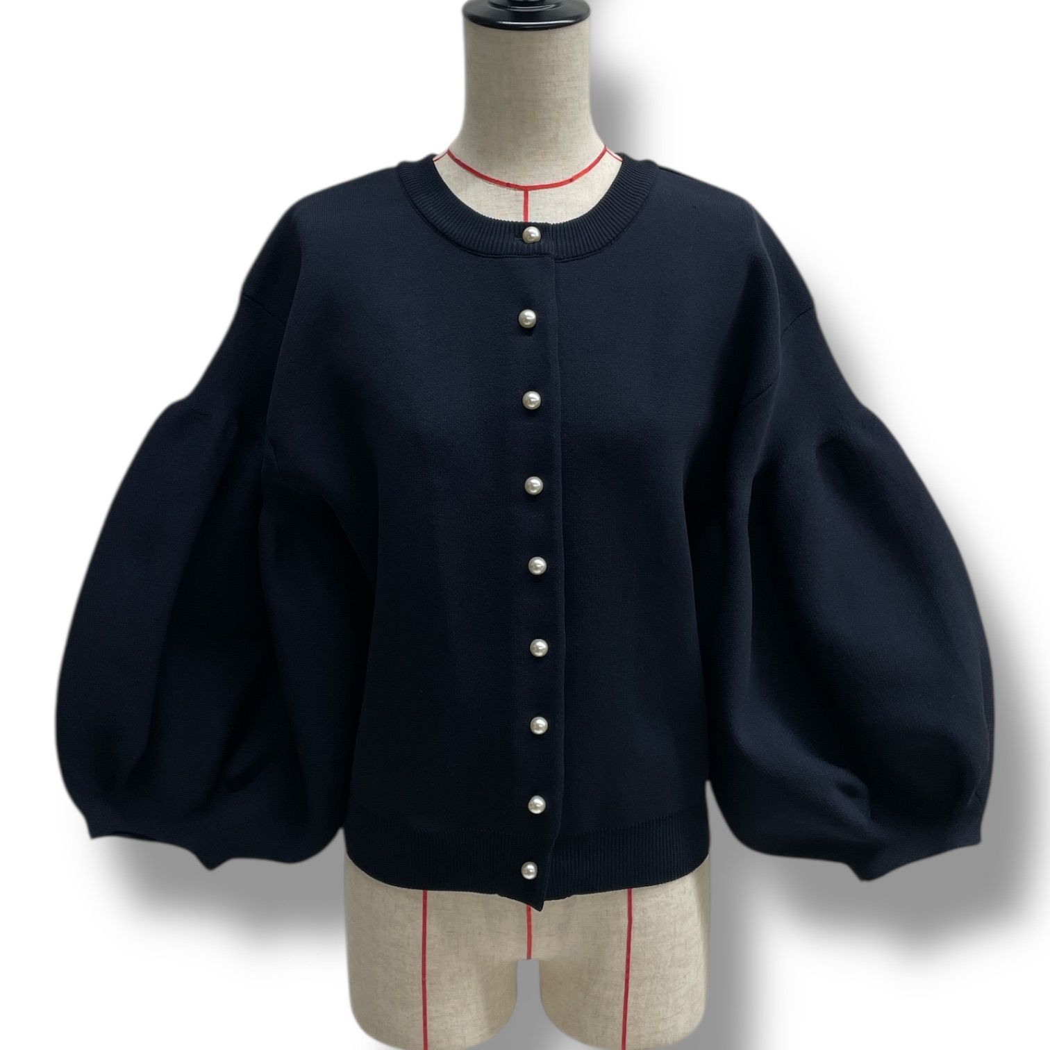 La boutique BonBon】パールぽわんとスリーブニットカーディガン La