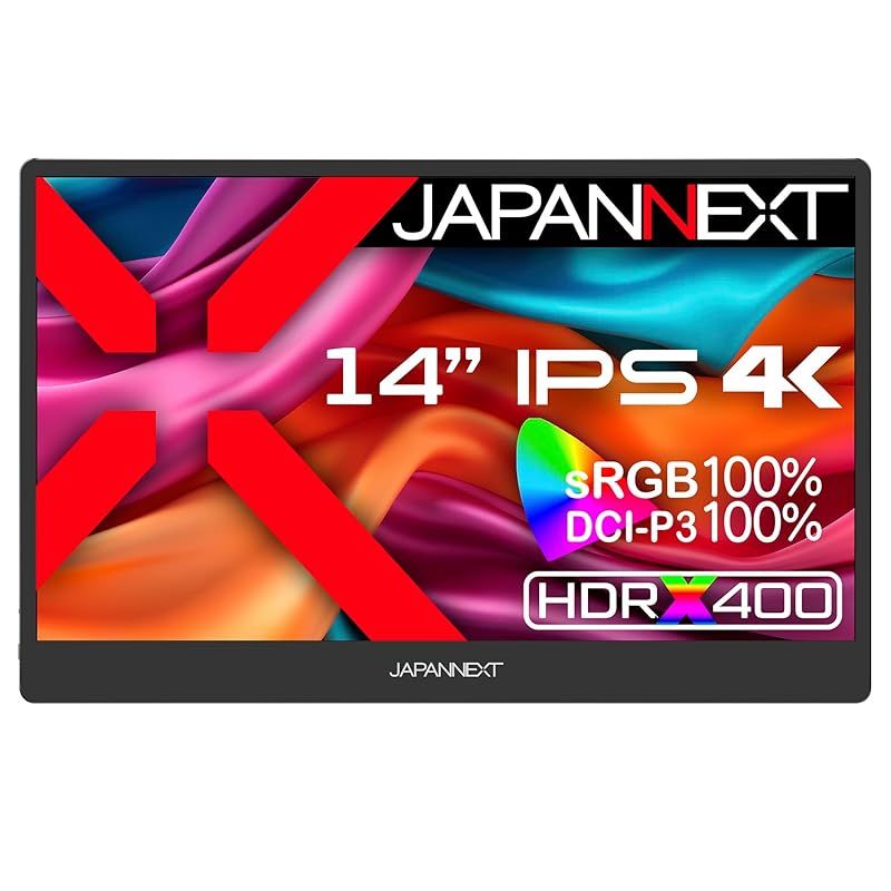 JAPANNEXT 14インチ モバイルモニター IPS パネル 4K UHD 3840x2160解像度 スマートケース付き Type C PC対応 スピーカー内蔵 sRGB 非光沢 JN-MD-IPS140UHDR 0