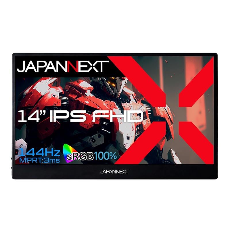 JAPANNEXT 14インチ モバイルモニター IPS パネル フルHD 1920x1080解像度 スマートケース付き USB Type C MAC PC対応 スピーカー内蔵 sRGB 非光沢 JN-MD-14i144F 1