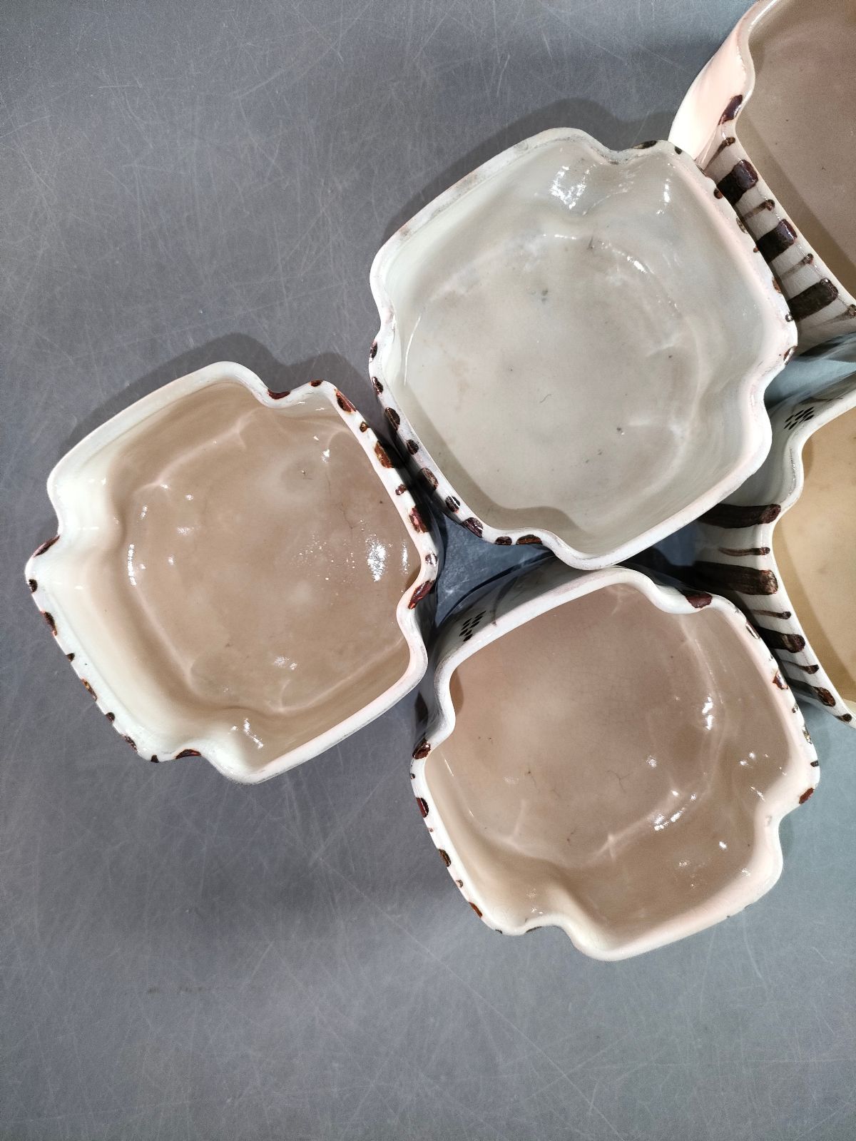 S12-4/三玄窯/中里重利/唐津絵粉引向付5客/共箱/銘々皿/飾鉢/懐石道具