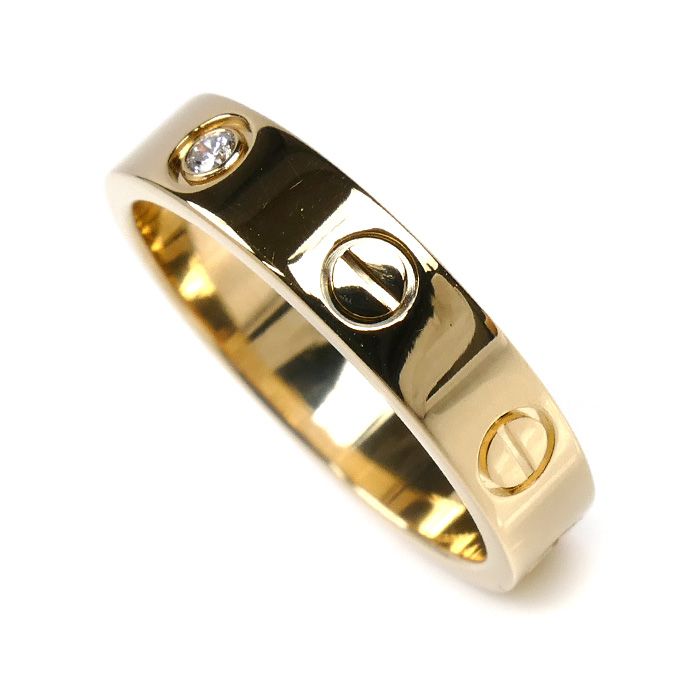 CARTIER カルティエ K18YG イエローゴールド ミニラブ ダイヤ リング 指輪 B4056150 10号 50 4.3g レディース