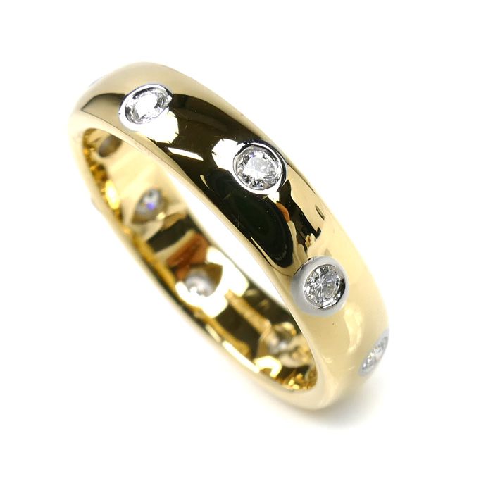 TIFFANY-Co. ティファニー K18YG Pt950 ドッツ ダイヤ リング 指輪 11.5号 5.2g レディース