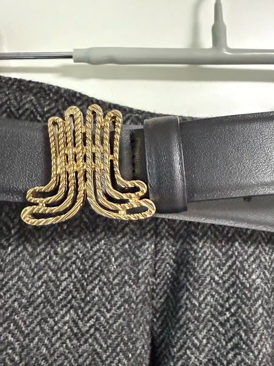 23 ランバン ウール ヘリンボーン ベルト付き スカート The HANDSOME GULLKHAN_COM