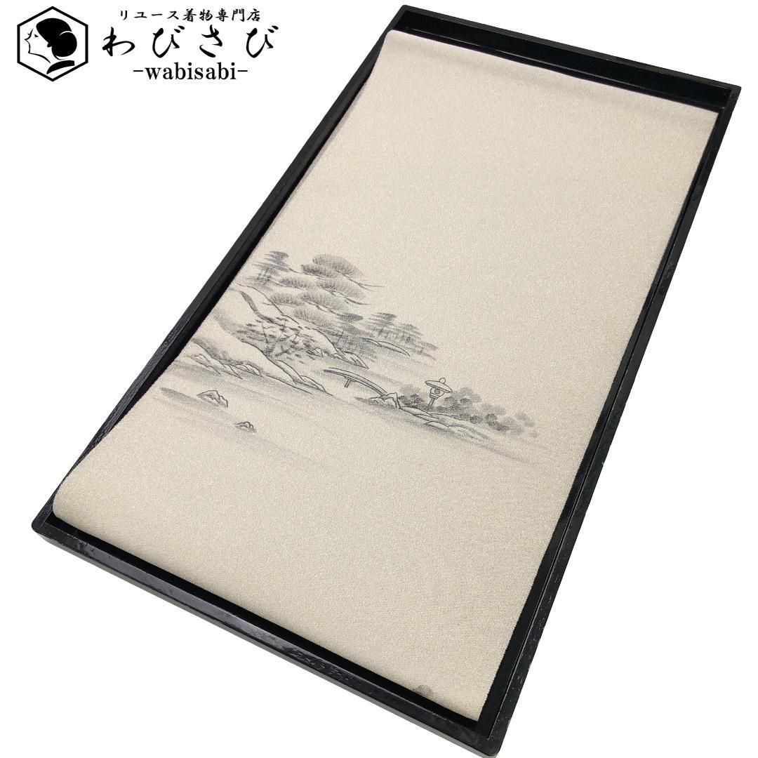 袋帯 綴れ 春芳 金閣寺 薄絹鼠色 O-5619