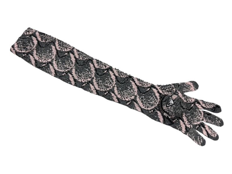 PRADA プラダ Wool Pocket Gloves ウール ポケット グローブ 21FW 27447 トライングルロゴ 手袋 総柄 4b006763