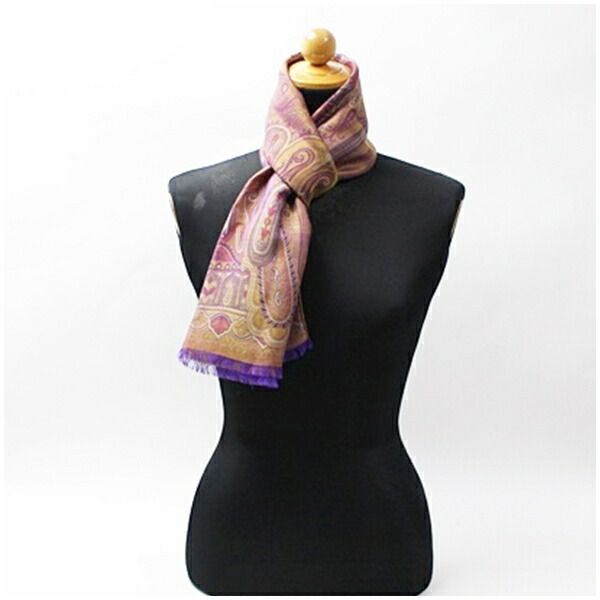 エトロ ウール アセテート シルク 長方形ストール 玉虫色 カーキ