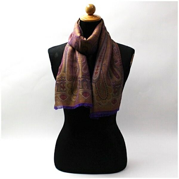 エトロ ウール アセテート シルク 長方形ストール 玉虫色 カーキ 中古 Aランク ETRO レディース 女性 エトロ ウール アセテート シルク 長方形ストール 玉虫色 カーキ 中古