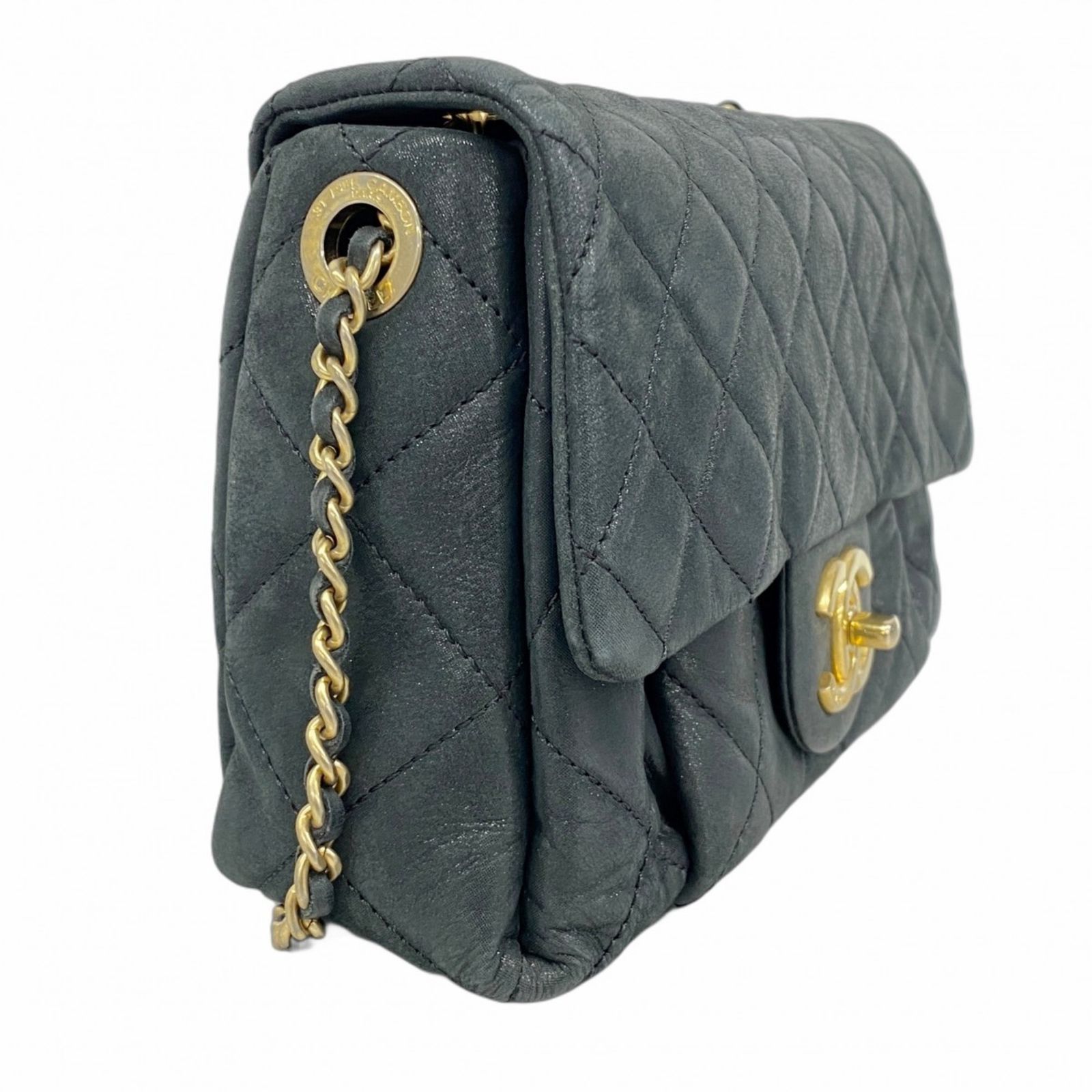 シャネル Chanel シャネル ショルダーバッグ マトラッセ Wチェーン レザー ブラック レディース