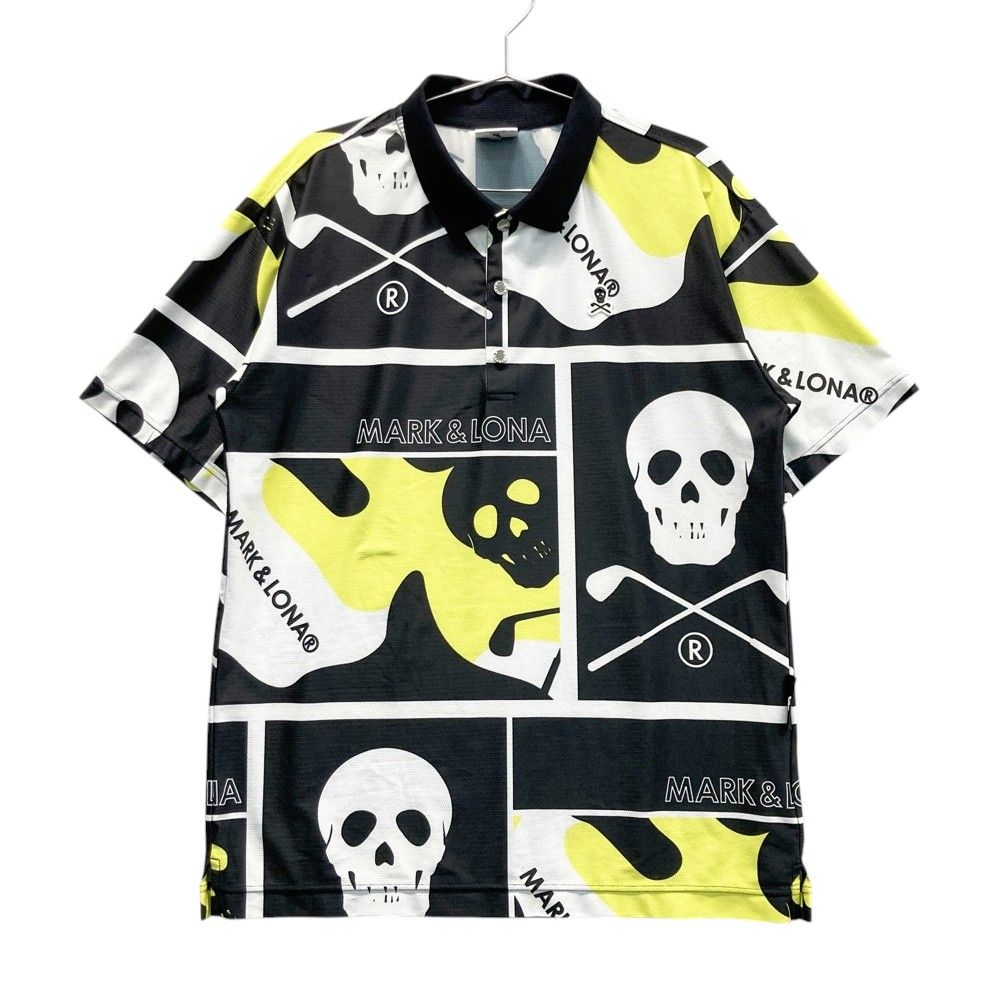 サイズ 48 MARK-LONA マークアンドロナ 半袖ポロシャツ 総柄 ブラック系 240101429901 ゴルフウェア メンズ ストスト