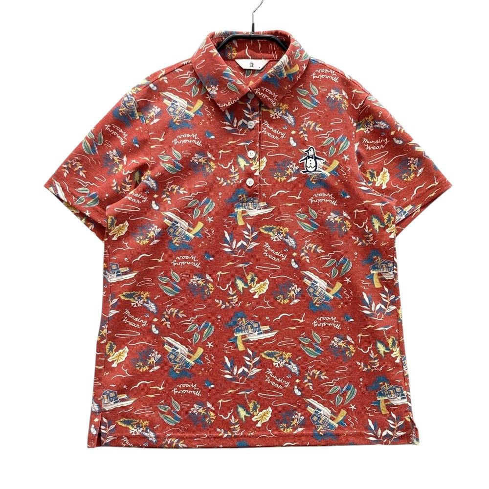 サイズ M MUNSING WEAR マンシングウェア モデル 半袖ポロシャツ 総柄 レッド系 240101539721 ゴルフウェア レディース ストスト