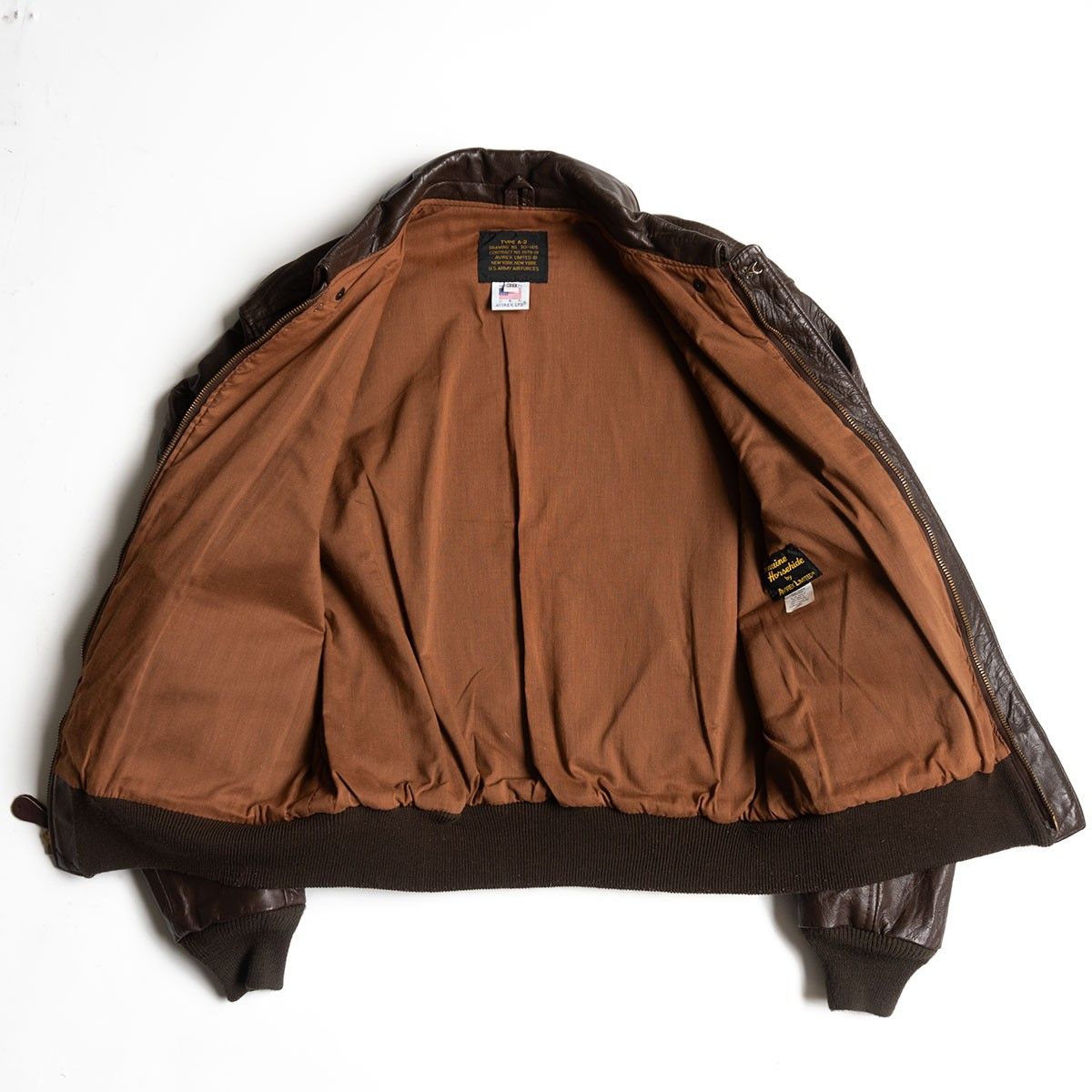 美品】AVIREX【A-2 ホースハイド フライトジャケット】 38 ブラウン