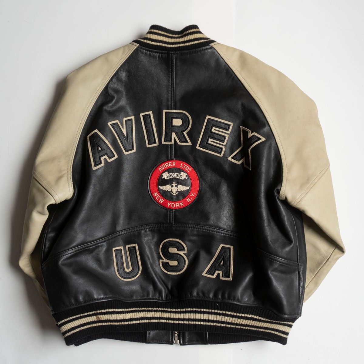 雰囲気抜群 AVIREX レザー スタジャン L アワード ジャケット ワッペン アヴィレックス 25101222