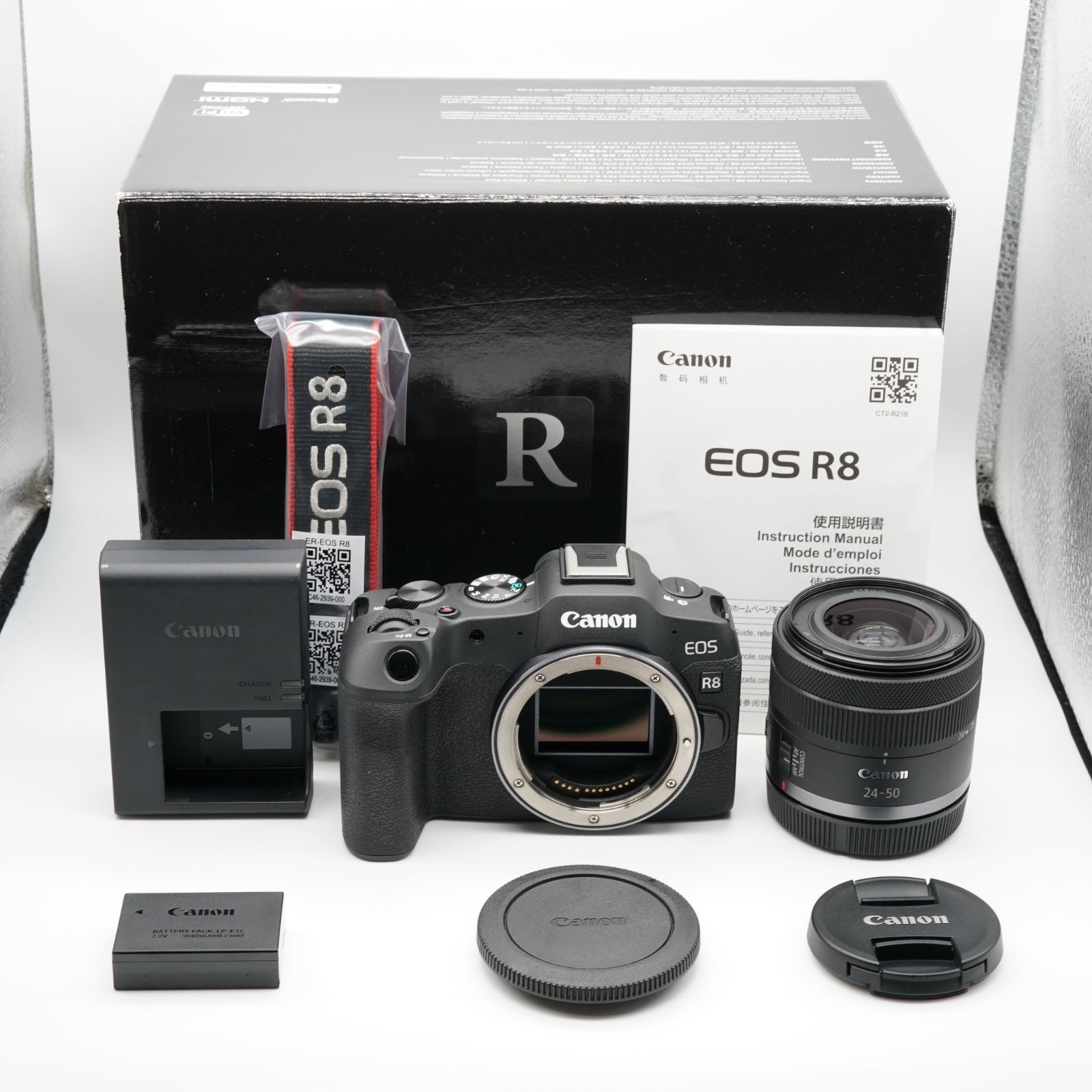 キヤノン CANON EOS R8 RF 24-50mm IS STM レンズキット シャッター回数1000回以下 元箱 取説 ストラップ付