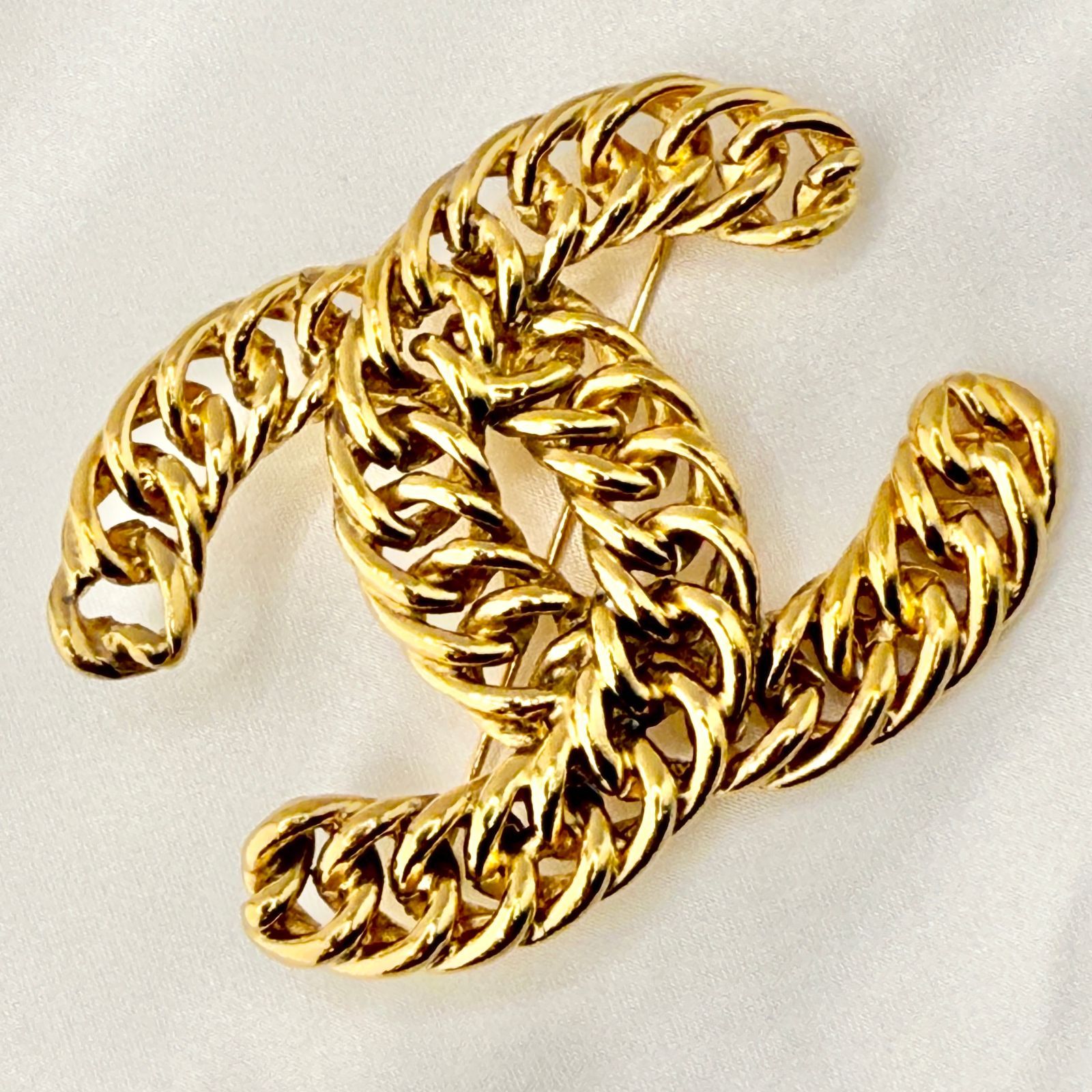 シャネル ヴィンテージ ブローチ ココマーク 定番 大ぶり チェーンモチーフ