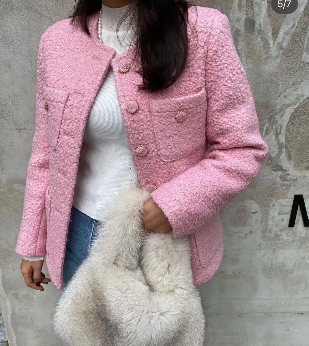 ルファンシー ツイード ピンク ジャケット 厚手