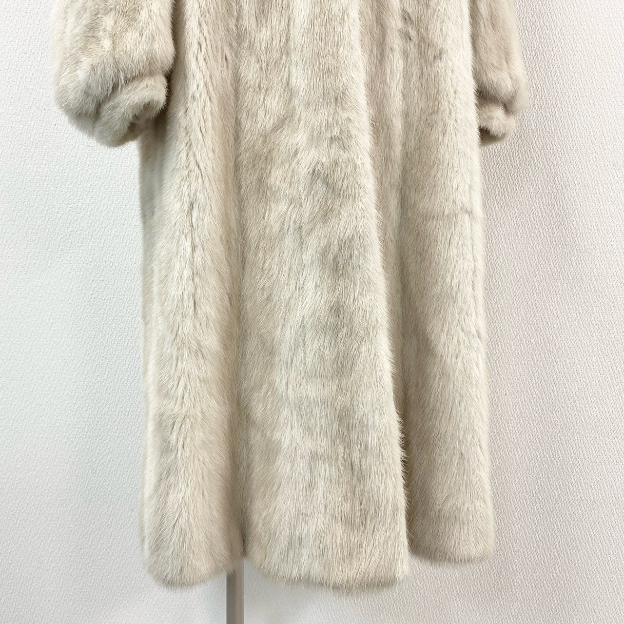 35k2《超希少》 パールミンク フード付き 超ロングコート 120cm 