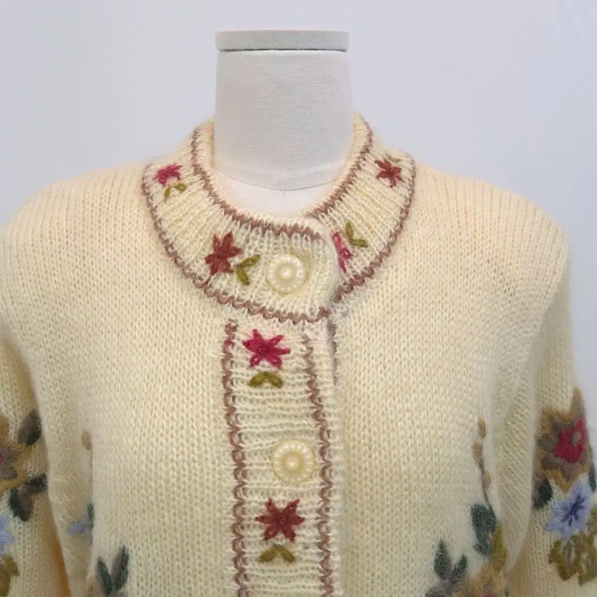 フラワー刺繍 ウール混