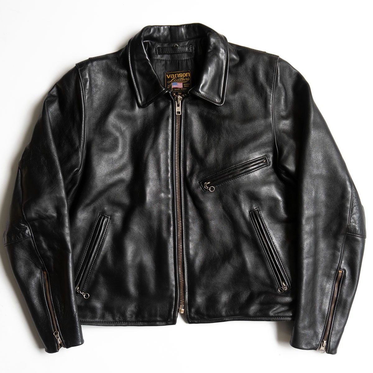 雰囲気抜群 VANSON ENF エンフィールド シングルライダースジャケット 40 レザー バンソン 25101213