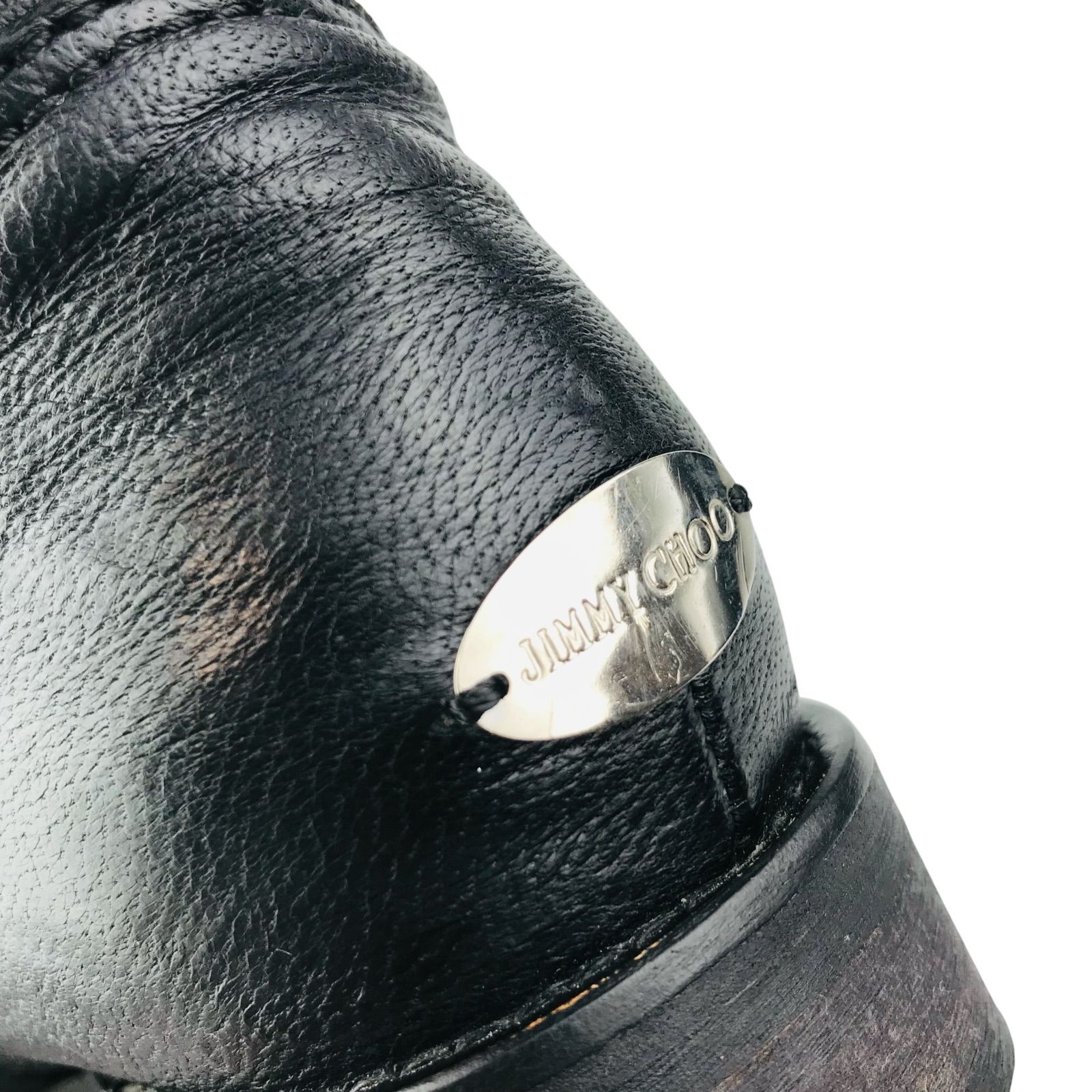  JIMMY CHOO ジミーチュウ レディース レザー スタースタッズ付き ショートブーツ JAPAN EDITION 34.5 日本 イタリア製 レディースブーツ ブーツ 秋冬物 カジュアル ブラック 靴 エンジニアブーツ エンジニアブーツ ブーツ