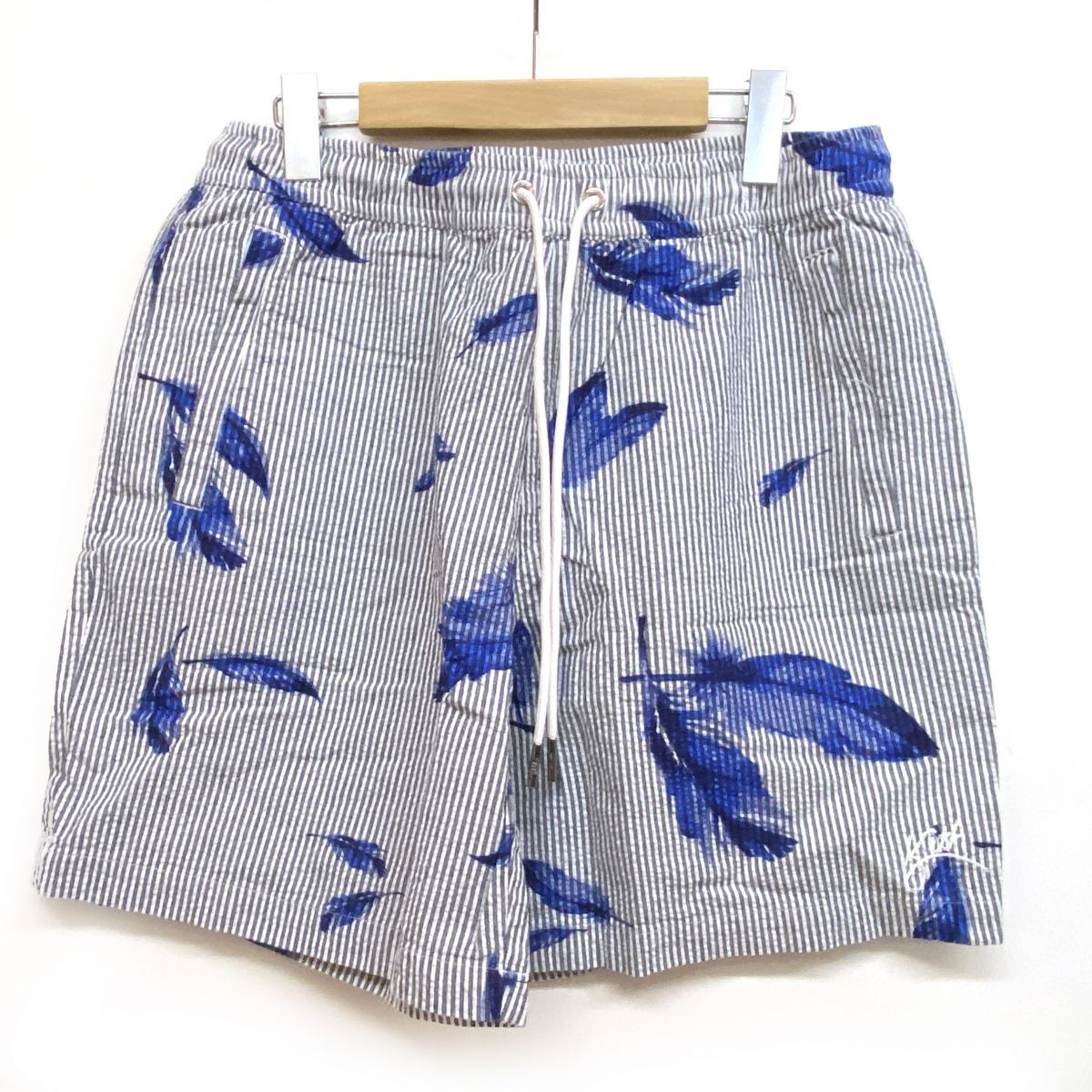 新古品 キス KITH Hardaway Seersucker Short ショートパンツ ボトムス コットン ネイビー サイズM メンズ 津山店