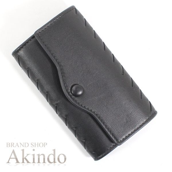 BOTTEGA VENETA ボッテガヴェネタ 6連 キーケース イントレチャートxカーフ 黒 レザー メンズ レディース おしゃれ 鍵入れ ホック式 スマート プレゼント ブランド