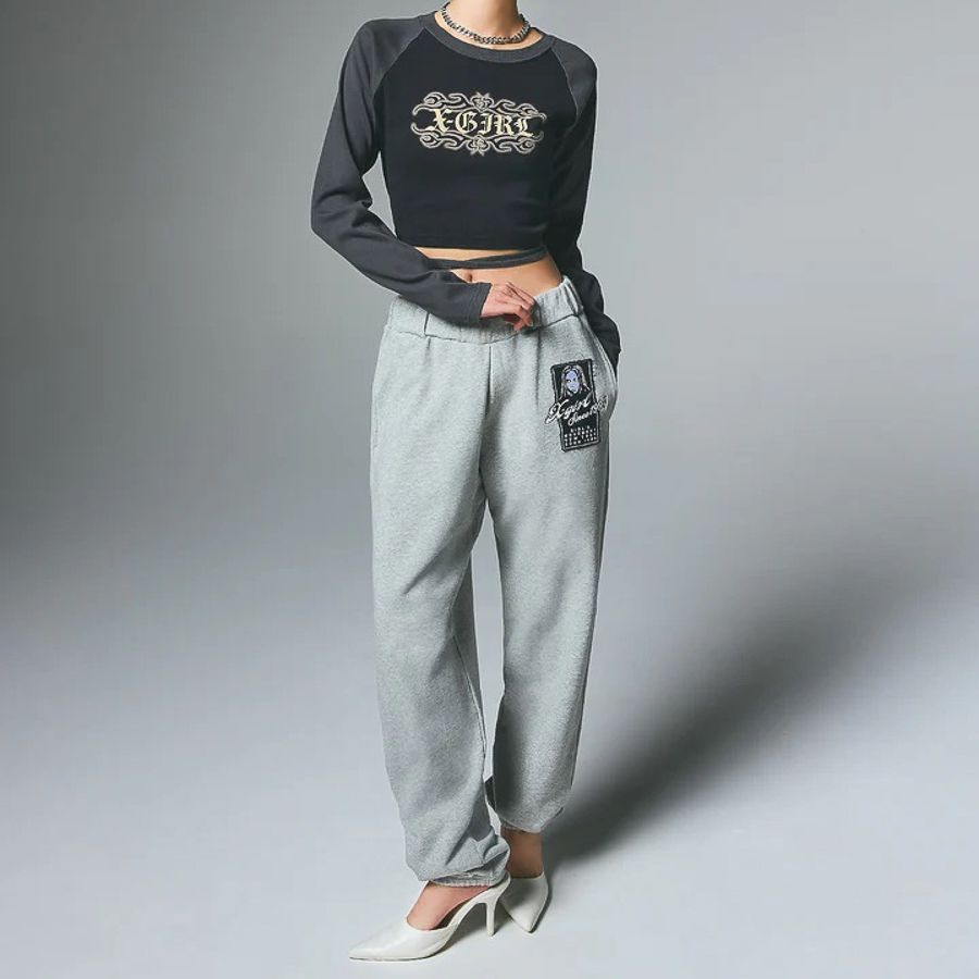 x-girl エックスガール FACE BOX PATCH SWEAT PANTS 105253031010