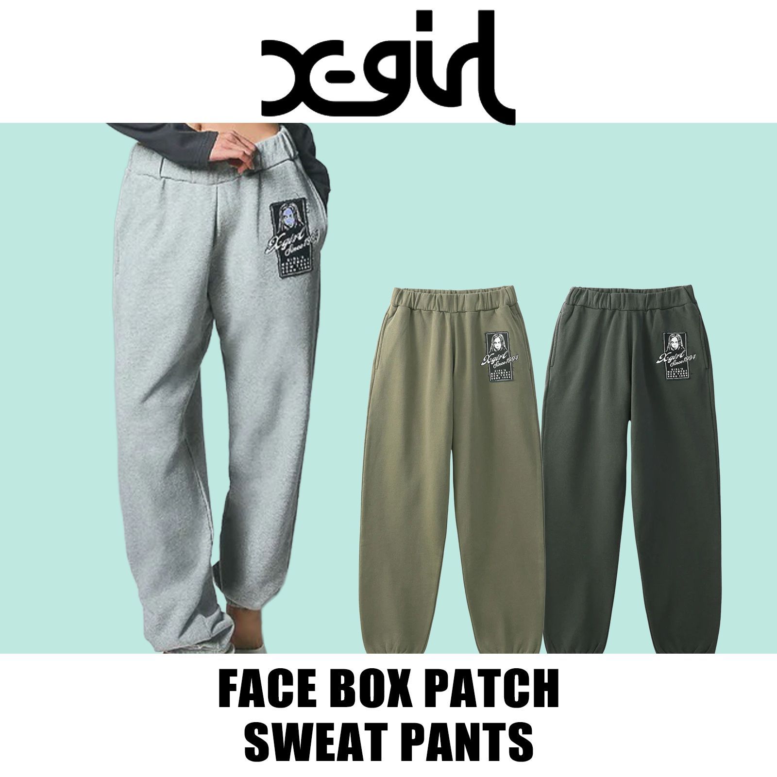 x-girl エックスガール FACE BOX PATCH SWEAT PANTS 105253031010