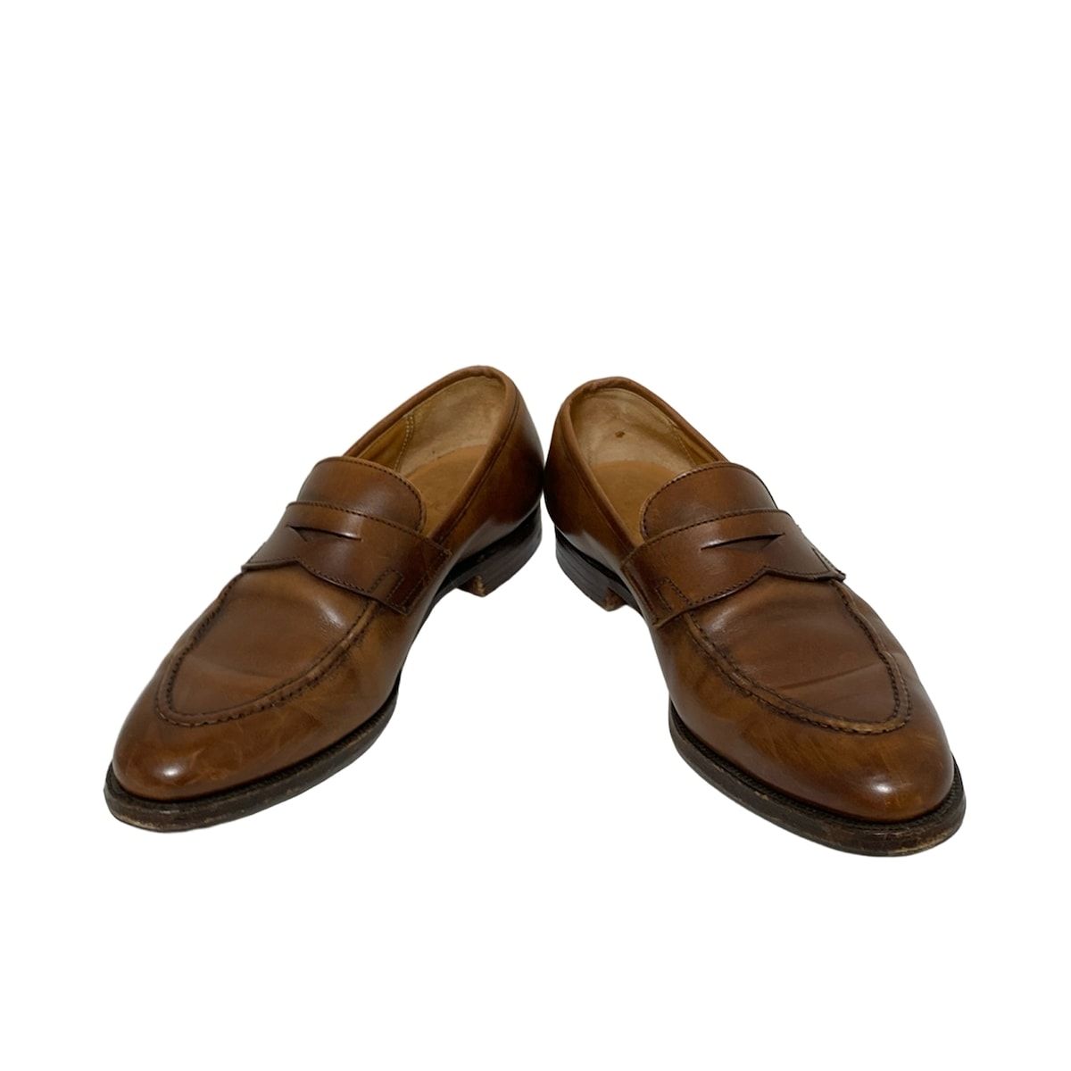 Crockett-Jones クロケットジョーンズ ローファー 51 2 E メンズ - ライトブラウン アウトソール張替済 レザー