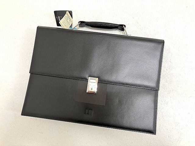 ダンヒル dunhill 牛革レザー ビジネスバッグ ブリーフケース 黒 フランス製 ブラック 書類かばん 鞄