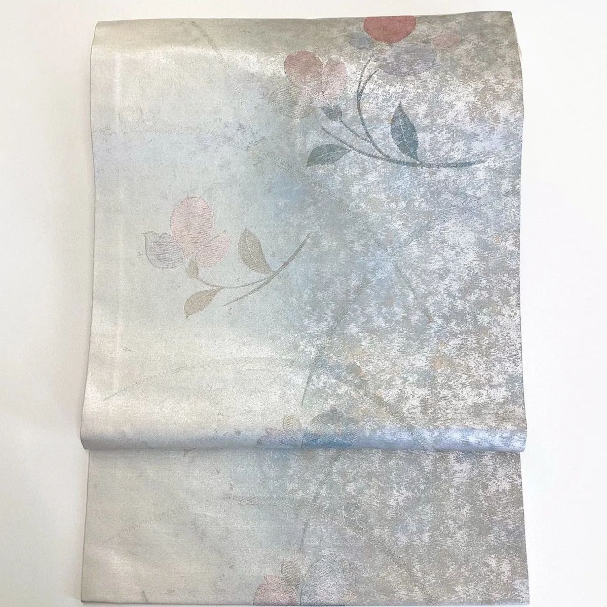 5751］名古屋帯 枝花文様 銀彩 九寸 正絹 着物 - メルカリ