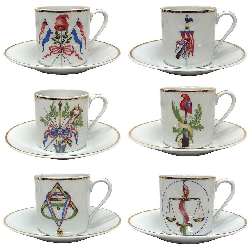 物 LIMOGES リモージュ デミタスカップ＆ソーサー 6客セット フランス革命200周年 品 ヴィンテージ アンティーク aq12205