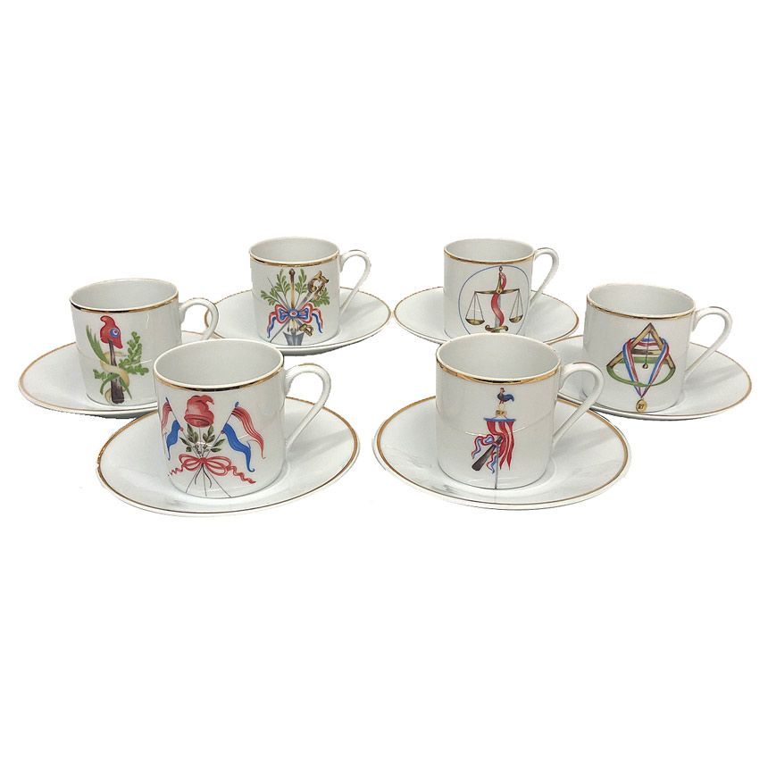 物 LIMOGES リモージュ デミタスカップ＆ソーサー 6客セット フランス革命200周年 品 ヴィンテージ アンティーク aq 12205