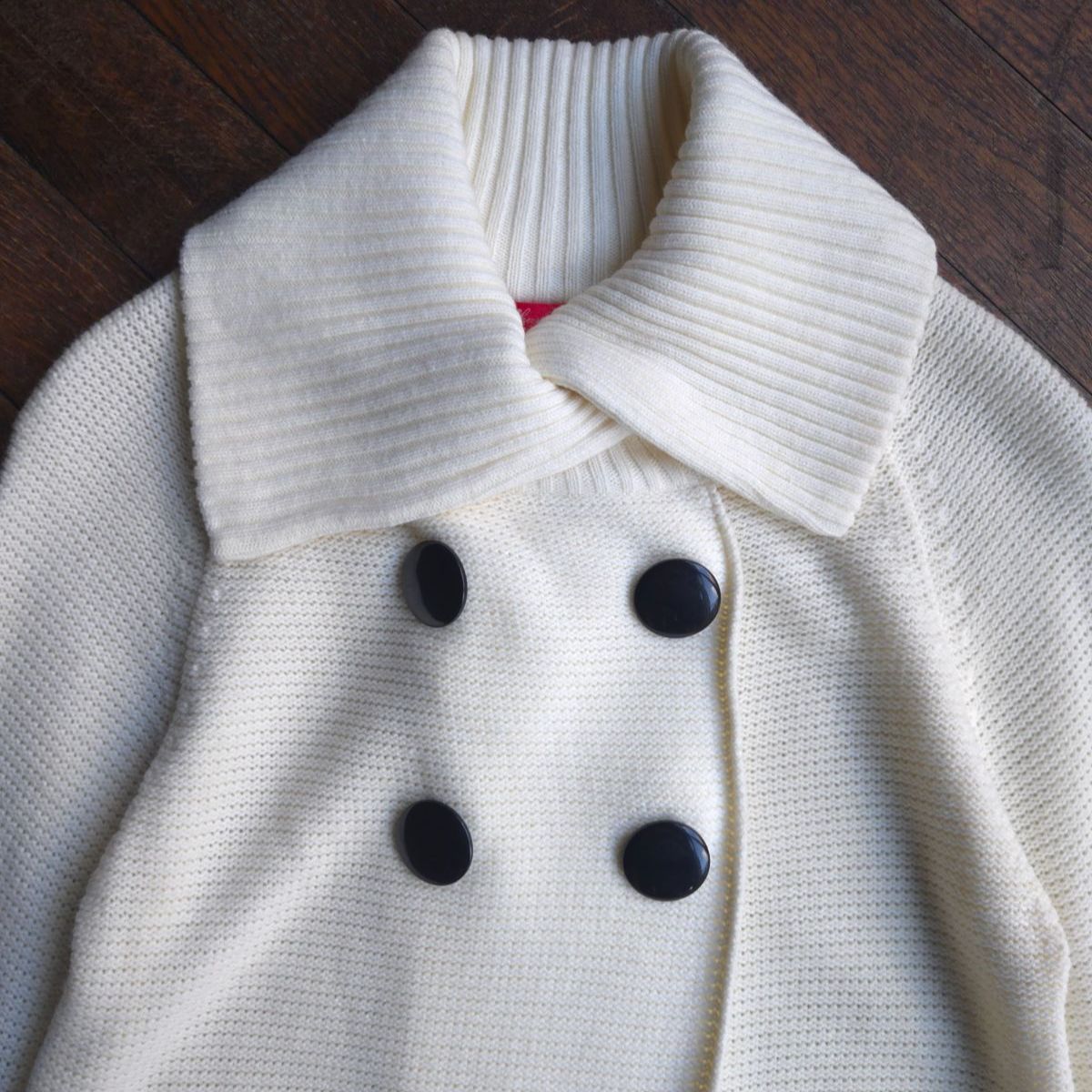 Vintage ダブルブレスト ニットジャケット ホワイト ユニセックス M