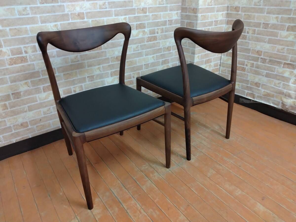 一部地域除く 食卓用椅子 ２脚セット ウォールナット 軽量タイプ