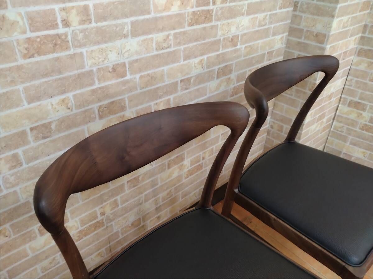 一部地域除く 食卓用椅子 ２脚セット ウォールナット 軽量タイプ