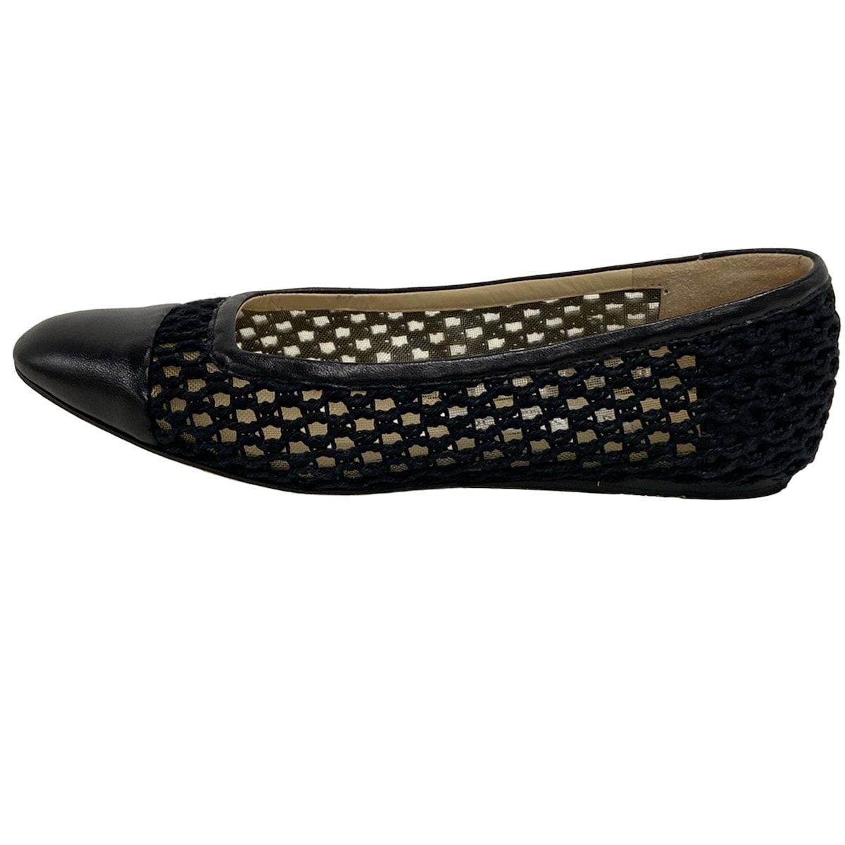JIMMY CHOO ジミーチュウ フラットシューズ 36 レディース - 黒 編み込み アウトソール張替済 レザー