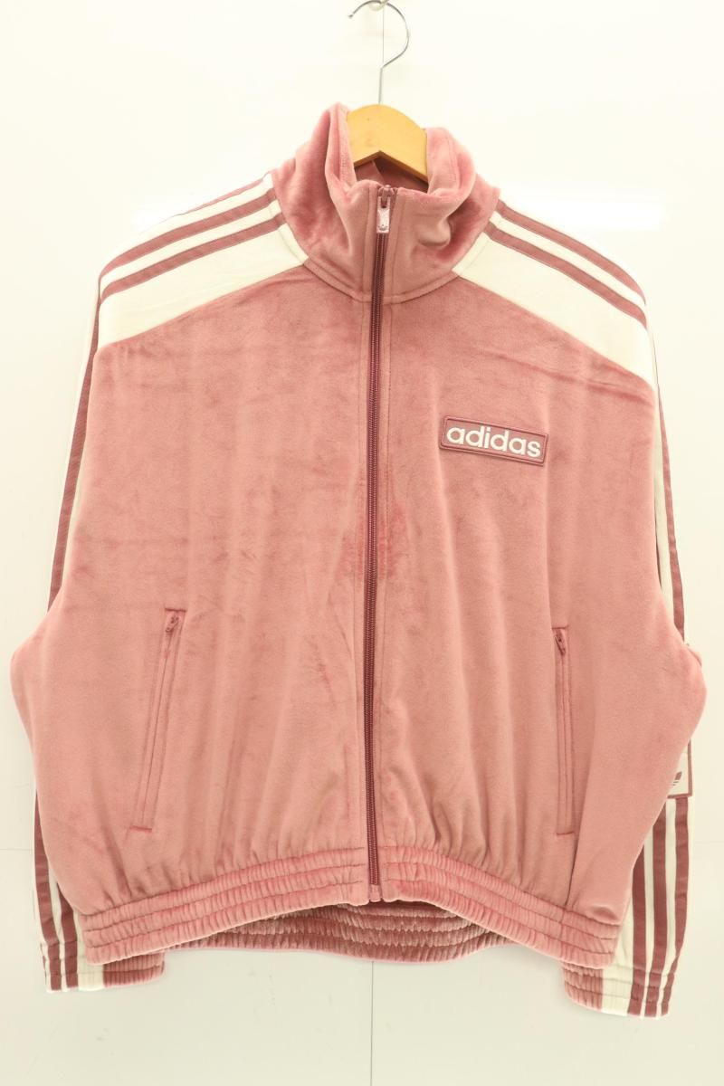 adidas レディースジャケット XL W ADIBREAK VELOUR TT ピンク 桃 ロゴ