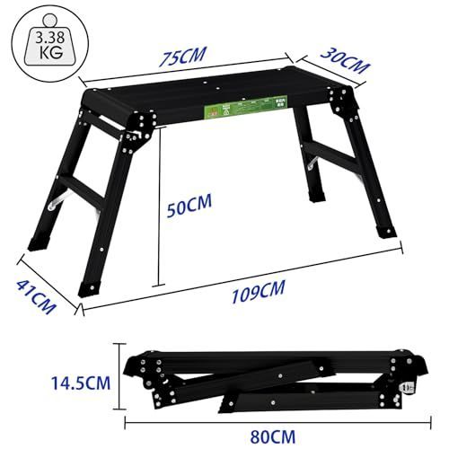  RIKADE アルミ足場台 洗車台 軽量 アルミ脚立 立ち馬アルミ 作業台 折り その他 住宅設備