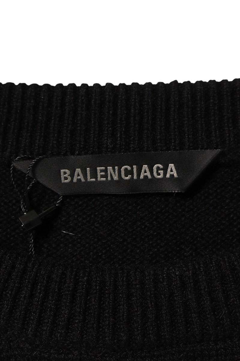 バレンシアガ 682004 T4124 バックロゴ刺繍カシミヤクルーネックニット