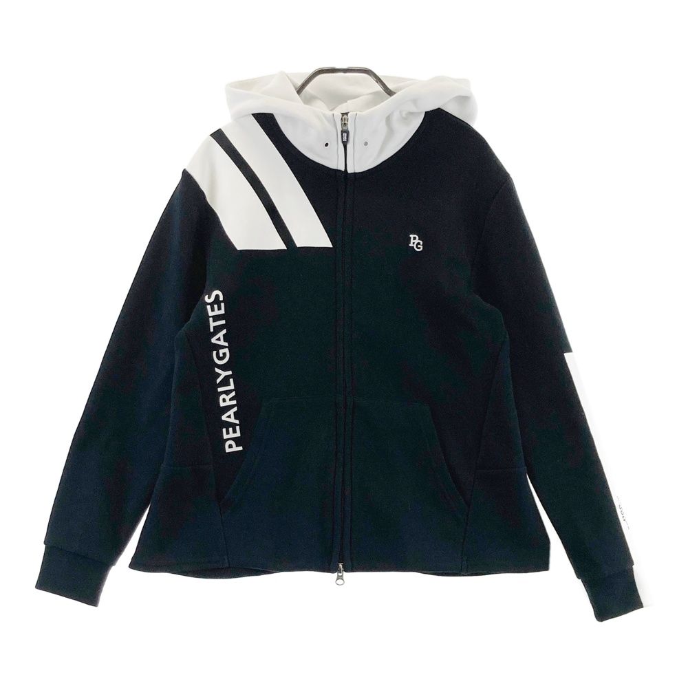 サイズ 1 PEARLY GATES パーリーゲイツ フード付 長袖ジップジャケット ブラック系 240101546354 ゴルフウェア レディース ストスト