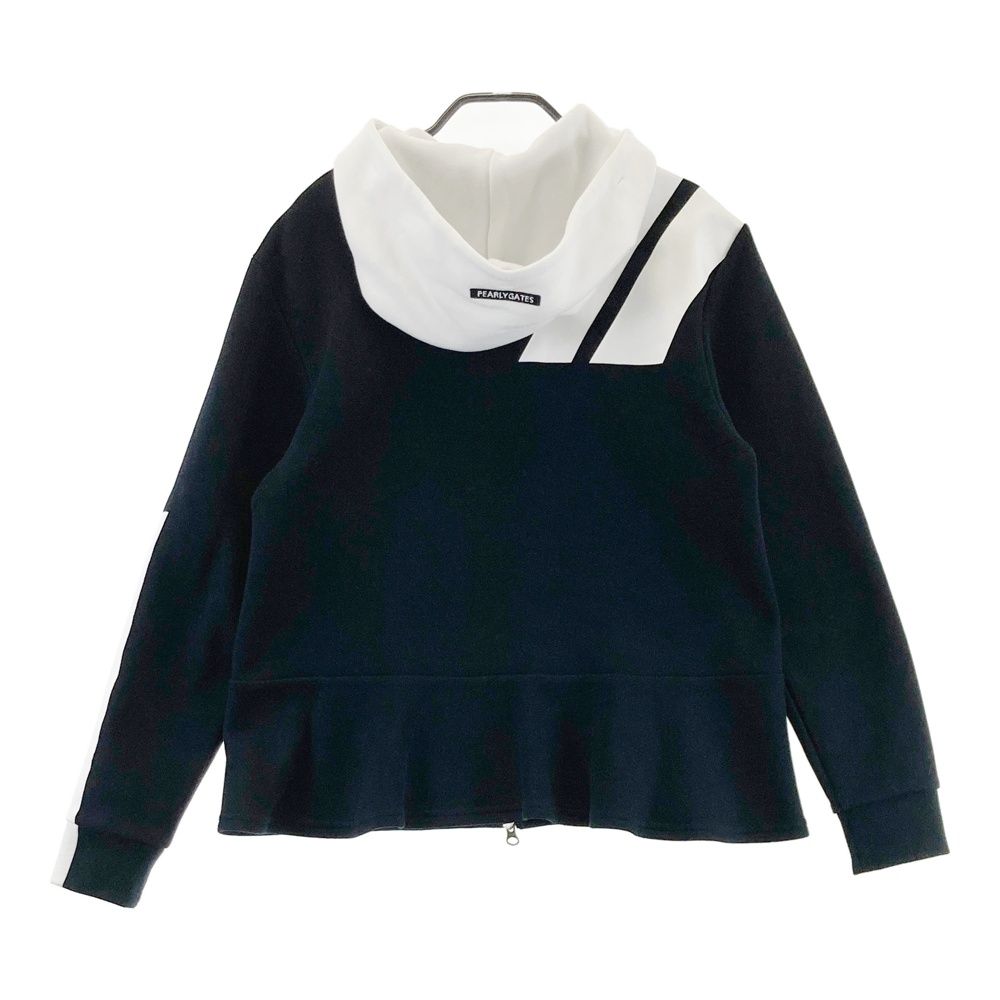サイズ 1 PEARLY GATES パーリーゲイツ フード付 長袖ジップジャケット ブラック系 240101546354 ゴルフウェア レディース ストスト