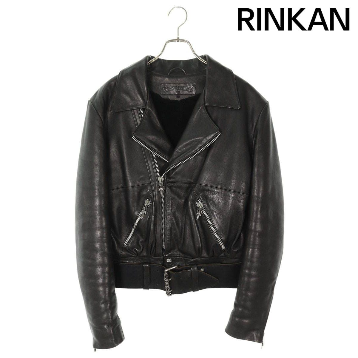 【内張り破れ】クロムハーツ レザー シングルライダース レディースM 内張り破れ】クロムハーツ レザー シングルライダース レディースM