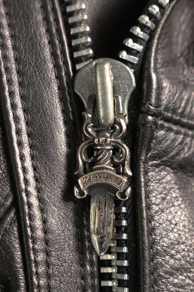 クロムハーツ 裏地ボアダガージップライダースレザージャケット メンズ