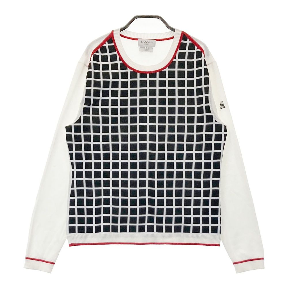 サイズ 40 LANVIN SPORT ランバン スポール ニットセーター 格子柄 ブラック系 240101548173 ゴルフウェア レディース ストスト